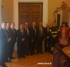 Un'altra foto di gruppo delle delegazioni Enc e Anesv riunite ieri al ministero dell'interno: il primo da sinistra è il segretario generale Anesv, Maurizio Crisanti